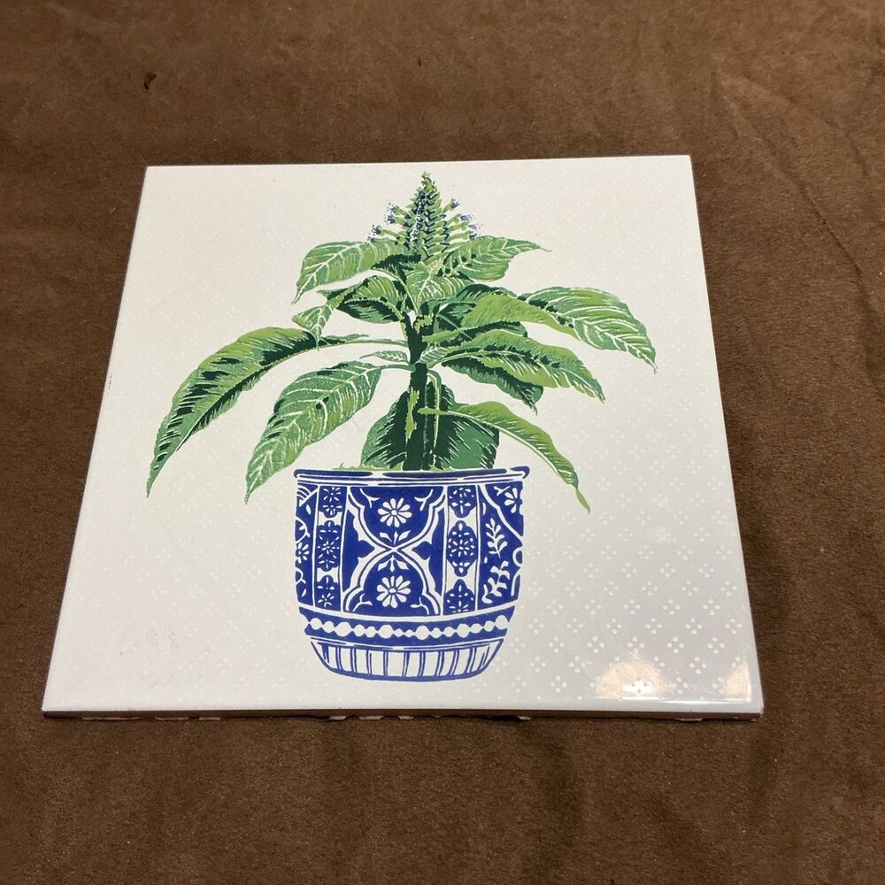 ceramic tile trivet White Chinoiserie Made In Itay